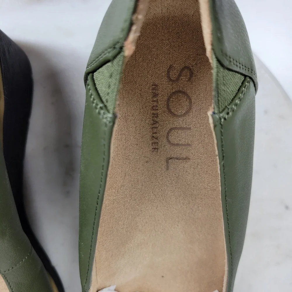 SOUL Naturalizer About Time Wedge Pumps 11M Olive Green Round Toe Comfort Casual